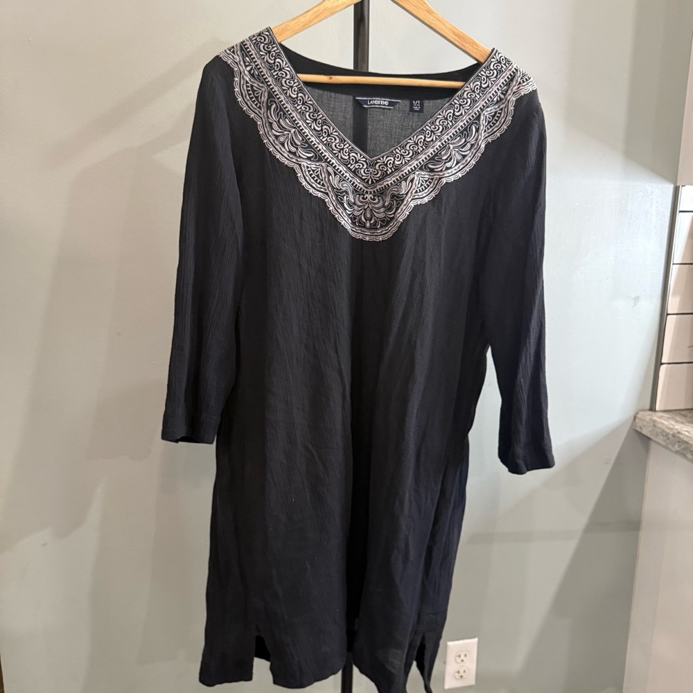 Lands' End Black Cotton dress